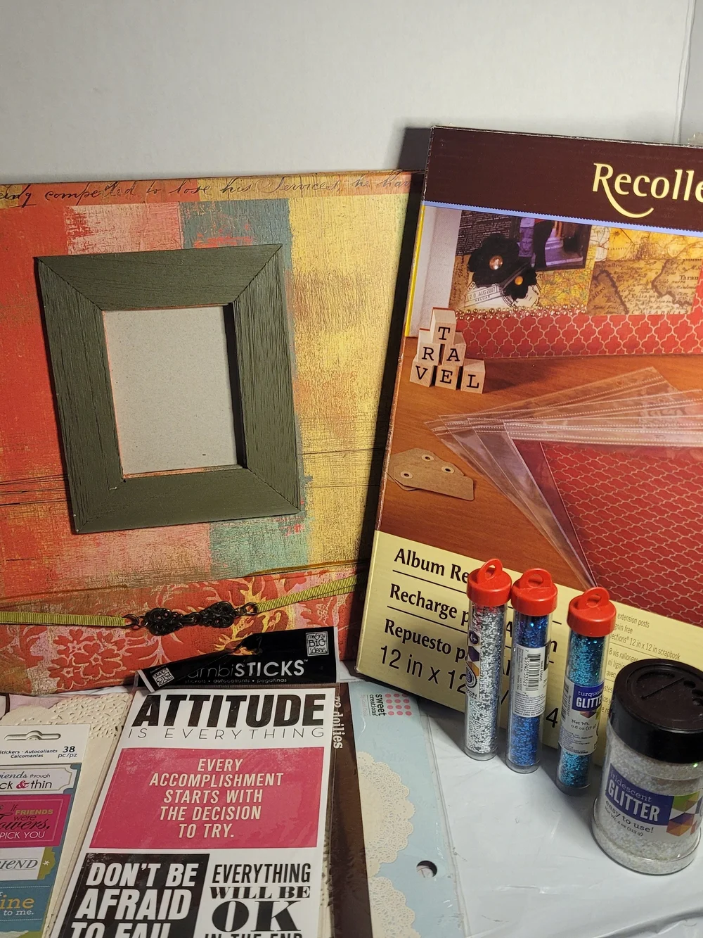 Scrap Book/ Photo Album Crafting Bundle Glitter Stickers Doilies